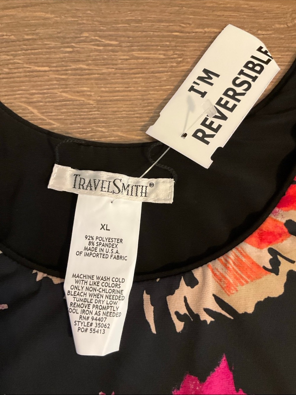 Travel Smith sleeveless reversible floral / black dress, XL, NWT! - Picture 5 of 7